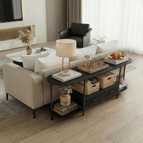 Miniatura 7 de Faesun Soporte de TV de 55 pulgadas para televisores de hasta 55 pulgadas, consola multimedia de borde curvado y centro de entretenimiento con 2