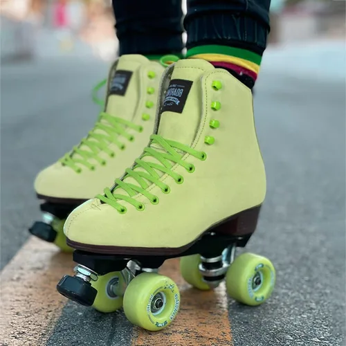 Miniatura 3 de Sure-Grip Boardwalk - Patines de ruedas unisex para exteriores con botas de cuero retro y ruedas 82A Limonero