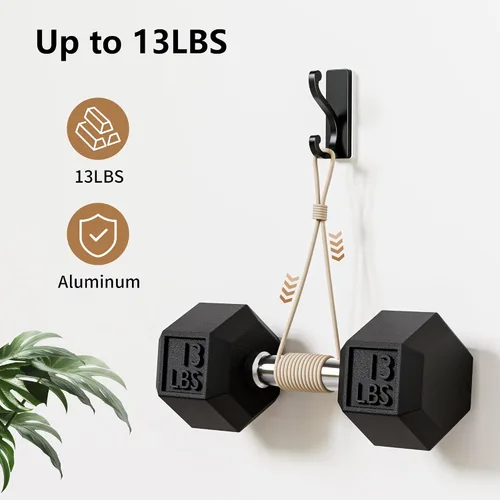 Miniatura 4 de Ganchos de Pared Negros para Abrigos, Paquete de 6 Ganchos Autoadhesivos de Montaje en Pared para Ropa, Toallas, Llaves, Cartera, Mochila, Bolsa