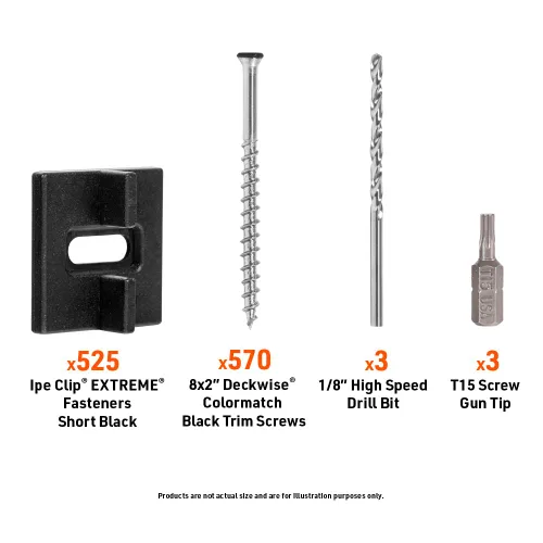 Miniatura 4 de DeckWise (Negro) Ipe Clip Extreme Hidden Deck Fasteners, 3/32" espaciado, incluye tornillos de acero inoxidable negro #8x2 para cubiertas AD