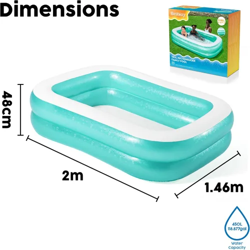 Miniatura 7 de Piscina inflable rectangular para la familia color azul