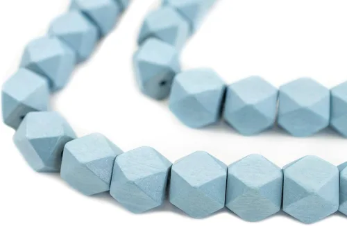 Miniatura 60 de TheBeadChest - Cuentas de madera de cubo sin esquinas azul azul: cuentas orgánicas naturales de corte de diamante de 0.787 in para la fabricación
