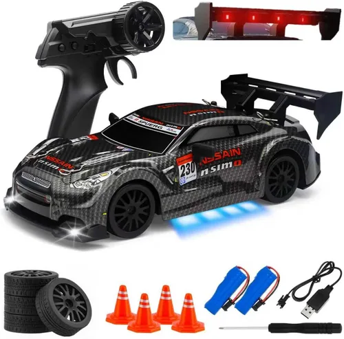 Miniatura 10 de Coche de Deriva RC, Vehículo de Control Remoto a Escala 1:24 para Niños, 2.4GHz 20KM/H 4WD Autos RC de Alta Velocidad con Luz LED, Dos