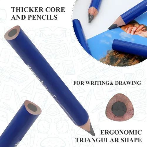 Miniatura 3 de Adecuado para 2 a 6 años de edad, lápiz grueso de agarre triangular corto, 8 lápices de madera escritos a mano para niños de 3.5 pulgadas