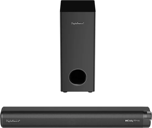Dolby Atmos Barra de sonido para TV con subwoofer, sistema de cine en casa de 120 W para fútbol y deportes, sonido envolvente 3D, graves profundos,