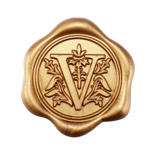 Miniatura 11 de Yoption 50 piezas de pegatinas de sello de cera inicial G, pegatinas de sello autoadhesivas de letra dorada retro antigua para sobres, para bodas