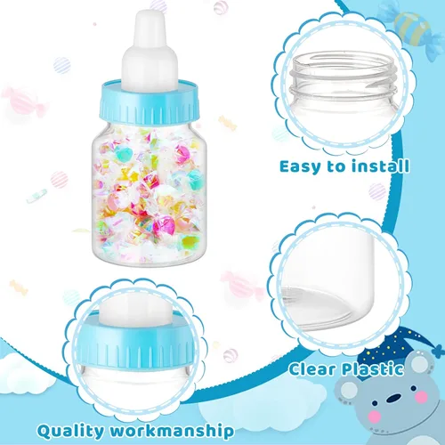 Miniatura 3 de Patelai 36 biberones de 3.5 pulgadas para baby shower, mini botellas transparentes de plástico para baby shower, mini figura de caramelo, caja