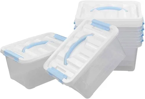 Miniatura 7 de Paquete de 6 cajas de almacenamiento con cierre transparente, contenedor de almacenamiento pequeño con asa