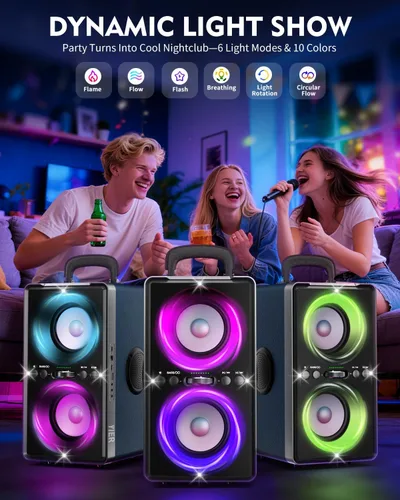 Miniatura 3 de YIER Altavoz Bluetooth, altavoz de fiesta de pico de 240 W con graves grandes, tiempo de reproducción de 20 horas, TWS, BT5.3, caja de auge