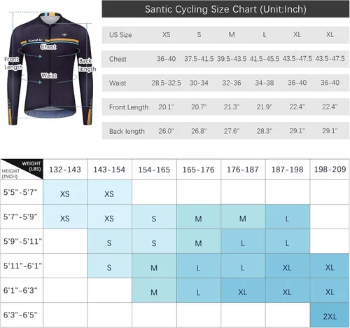 Miniatura 16 de Santic - Camiseta de ciclismo para hombre, manga larga, reflejante, cremallera completa, con bolsillos