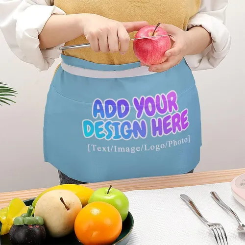 Miniatura 153 de AXKEUDO Delantal personalizado con bolsillos, delantales de cintura para camarera para cocinar en casa, restaurante, servir trabajo
