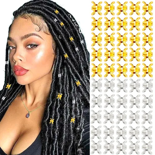 NAISKA 50 piezas de joyería para rastas, anillos trenzados para el cabello, clips de temor, cerraduras de metal, joyería para trenzar el cabello