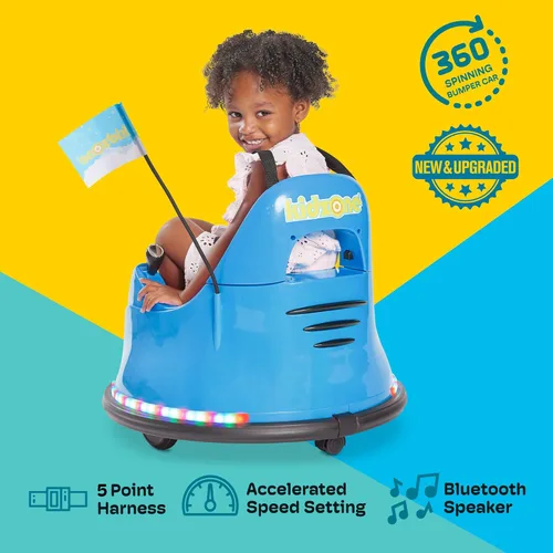 Miniatura 2 de Kidzone Coche chocón inteligente para niños pequeños y niños de 1,5 a 6 años, juguete eléctrico de 12V con 2 velocidades, juguete de choque