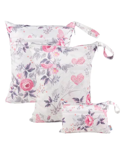 Miniatura 25 de ALVABABY 2 bolsas de pañales de tela para ropa húmeda, reutilizables con dos bolsillos con cremallera, para viajes, playa, piscina, guardería