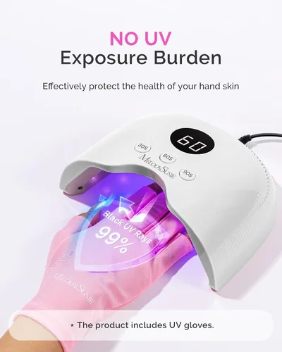 Miniatura 2 de MelodySusie Lámpara de uñas LED compacta con guantes UV, secadora de uñas P-PLUS30A con sensor inteligente que cura todos los geles, especialmente