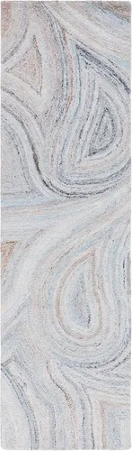 Miniatura 2 de SAFAVIEH Abstract Collection - Alfombra de pasillo, 2 pies 3 pulgadas x 8 pies, beige y azul, lana hecha a mano, ideal para zonas de alto tráfico