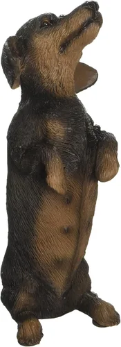Miniatura 6 de Sandicast Escultura de perro salchicha negro liso de tamaño medio, sentado