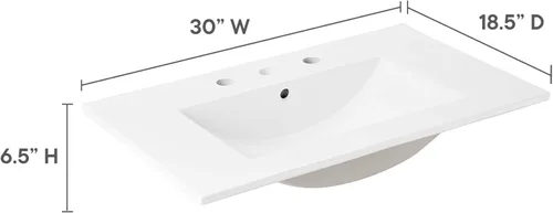 Miniatura 3 de Modway EEI-4837-WHI Cayman - Lavabo de baño de 30 pulgadas, color blanco