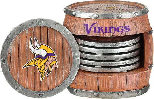 Miniatura 20 de FOCO NFL Team Logo 5-Pack Barrel Beverage Drink Coaster Set