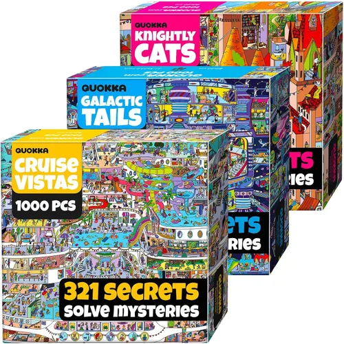 Miniatura 10 de QUOKKA Rompecabezas de 1000 piezas para adultos y adolescentes – Rompecabezas de adultos con animales y secretos ocultos y audiocuento – Juego