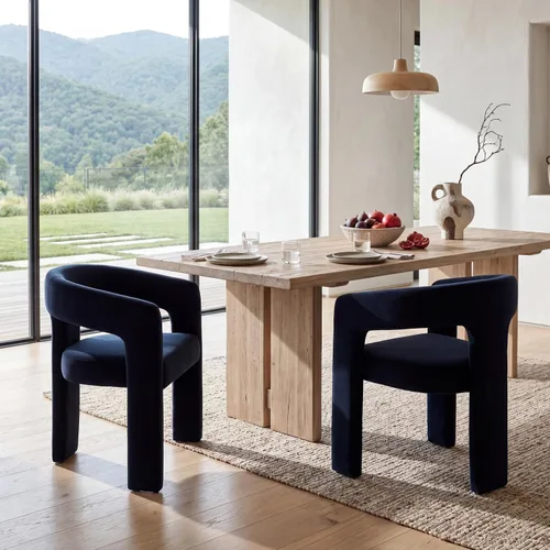Miniatura 30 de Modern Barrel - Silla de comedor tapizada con brazos, cómoda silla auxiliar de terciopelo para sala de estar, oficina en casa, recepción