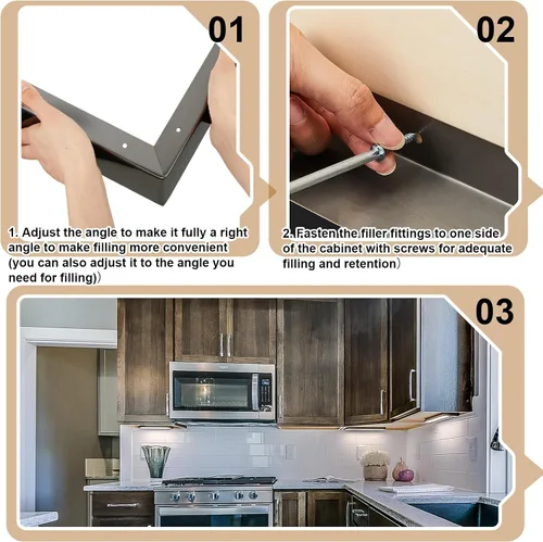 Miniatura 5 de Kit de 2 piezas de acero inoxidable para microondas, 3 pulgadas de ancho, kit de llenado de panel lateral de microondas integrado para estufa, Negro