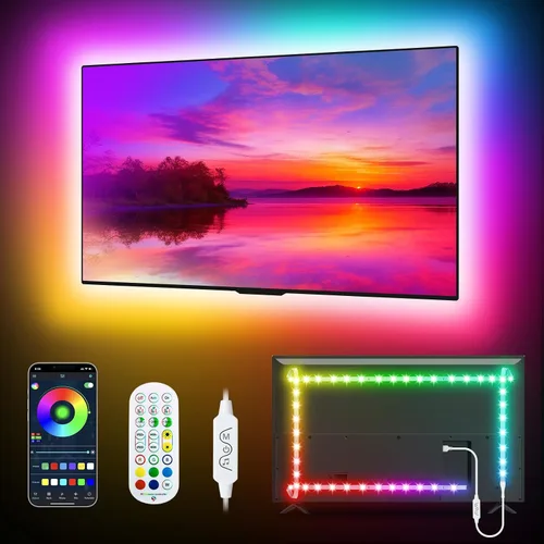 Miniatura 12 de Daymeet Tira de luces LED RGB de 9.84 pies para TV de 32 a 43 pulgadas, sincronización de música Dreamcolor, cambio de color, control remoto por