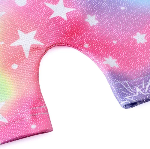 Miniatura 4 de Belovance Leotardos de gimnasia para niñas pequeñas, trajes de gimnasio, leotardo de danza, brillante, arcoíris, dinosaurio, leopardo, estrellas