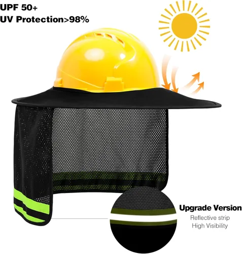 Miniatura 2 de Parasol para Casco Duro, Visera de Alta Visibilidad con Protección para el Cuello con Tira Reflectante, Accesorios para Casco Duro, Visera Completa