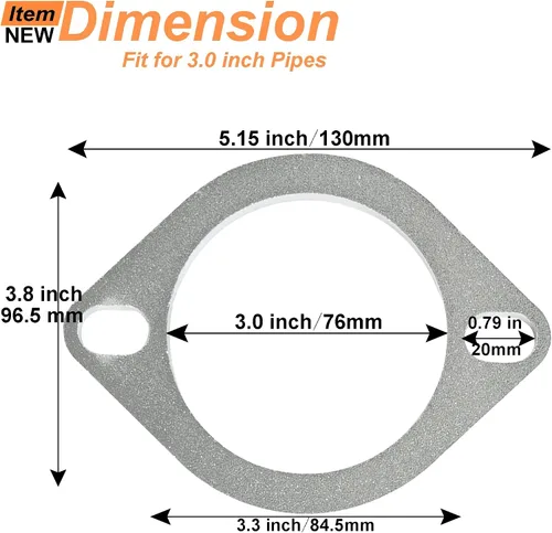 Miniatura 2 de Kit de conexión de brida de escape de 2 pernos de 3 pulgadas/2.992 in, kit de brida de escape y junta de escape con pernos y tuercas para tubo