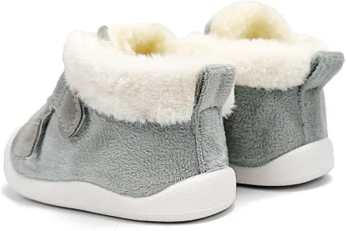 Miniatura 3 de OAISNIT Botas de nieve para bebés y niñas con suela de goma antideslizante, zapatos de invierno con pantuflas casuales de piel de felpa cálida