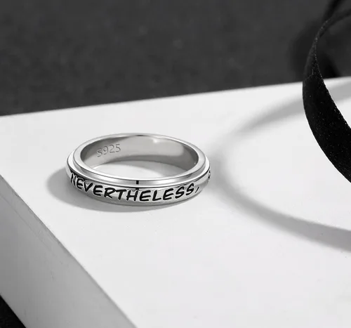 Miniatura 5 de Anillo giratorio de plata de ley 925, banda para la ansiedad, alivio de la presión, oxidación, joyería casual, regalos para mujeres, niñas, hombres