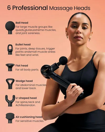 Miniatura 8 de NAPRE Pistola de masaje con mango de extensión y 3 ángulos ajustables, masaje de espalda de tejido profundo para cuello, hombros, cintura, piernas