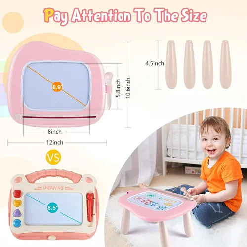 Miniatura 2 de Smasiagon - Pizarra de dibujo magnética para niños, juguetes para niñas de 1 a 2 años, pizarra de garabatos portátil para aprender y juguetes Verde