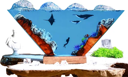 Miniatura 2 de Humpback Whale and Diver Night Lights, Manta Rays Epoxy Lamp, Epoxy Resin Table Lamp, Boho Home Decor Creative Personalized Gifts, Gift for Her Him