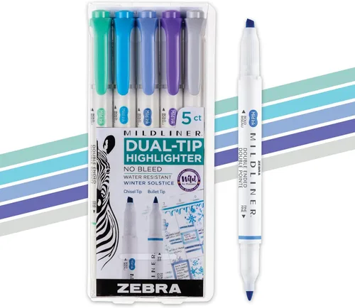 Miniatura 37 de Zebra Pen Mildliner - Resaltador de doble punta, puntas gruesas y finas, Azul