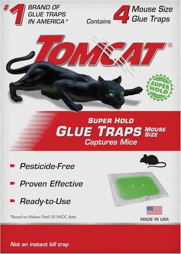 Tomcat Trampas de pegamento Super Hold para ratones, cucarachas, arañas y escorpiones, listas para usar, 4 trampas