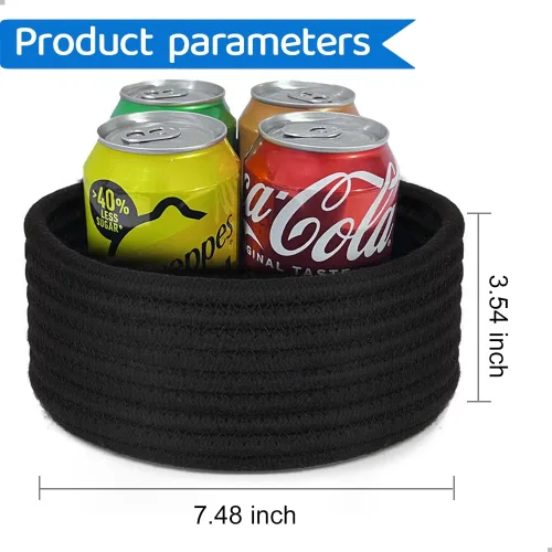 Miniatura 2 de Paquete de 2 cestas pequeñas de almacenamiento tejidas, cubos de algodón redondos de 7.5 pulgadas para organizar joyas, accesorios de escritorio