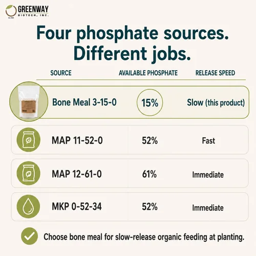 Miniatura 8 de Greenway Biotech, Inc. Fertilizante de harina de huesos 3-15-0 más 24% de calcio para el fuerte desarrollo de raíces de las plantas, fuente