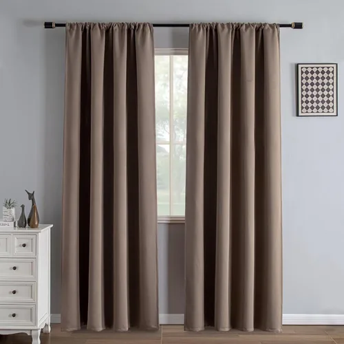 Miniatura 96 de IGEMAEVE Cortinas 100% opacas de 108 pulgadas de largo para dormitorio, juego de 2 paneles de cortinas opacas con bolsillo para barra y pestaña