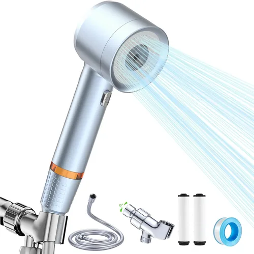 Miniatura 12 de Cabezal de ducha de alta presión con mango, cabezal de ducha con filtro con interruptor de pausa, cabezal de ducha con filtro de ahorro de agua