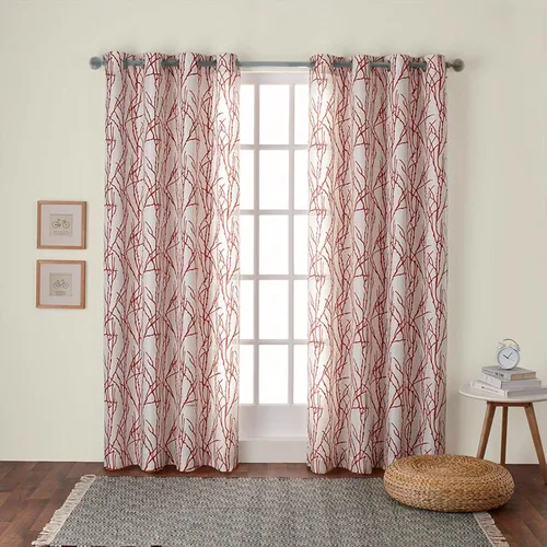 Miniatura 18 de Exclusive Home Branches - Par de paneles de cortinas de mezcla de lino con ojales, 54 x 84 pulgadas, negro