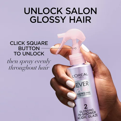 Miniatura 4 de L'Oreal Paris Esmalte Ácido Brillante Sin Sulfatos para la Ducha, Intensifica el Brillo y Suavidad del Cabello, Cuidado Capilar Vegano Infundido