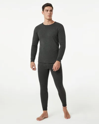 Miniatura 2 de LAPASA Conjunto de ropa interior térmica ultra pesada para hombre, capa base de forro polar con forro polar largo M63, Negro