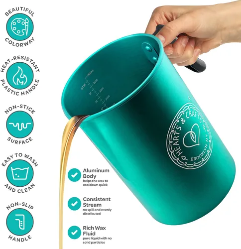 Miniatura 3 de Hearts & Crafts Macetas de velas, jarra de aluminio para vertir velas de 64 onzas, olla para hacer velas para cera derretida de 4 libras