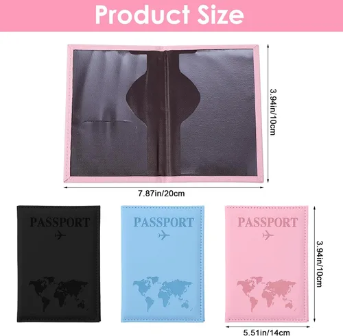 Miniatura 2 de Nogeqi Funda para pasaporte para mujeres y hombres, con bloqueo Rfid con tarjetero para tarjetas de crédito, billete aéreo, 3