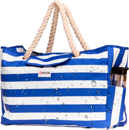 SHYLERO La bolsa de playa y la bolsa de piscina tiene bolsa hermética, cierre magnético a presión. La bolsa de playa es repelente al agua. Tamaño