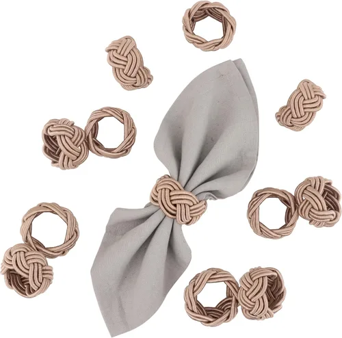 Miniatura 4 de Juego de 12 servilleteros bohemios elegantes, de rayón tejido a mano, color beige, resistente al desgaste, decoración de mesa para bodas, Navidad
