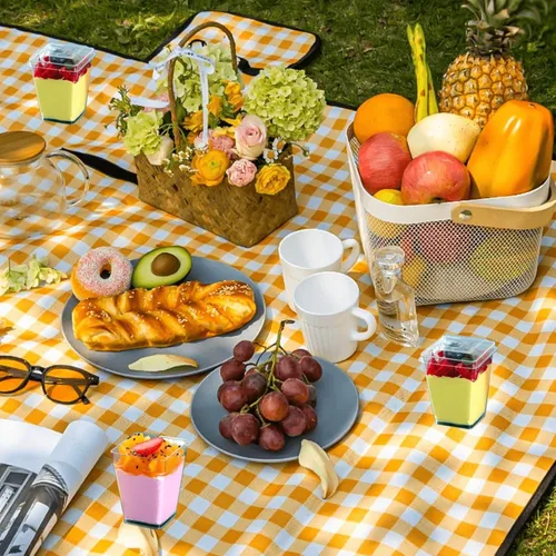 Miniatura 6 de Tazas de postre transparentes cuadradas de 5 onzas (50 tazas de postre + 50 cucharas)