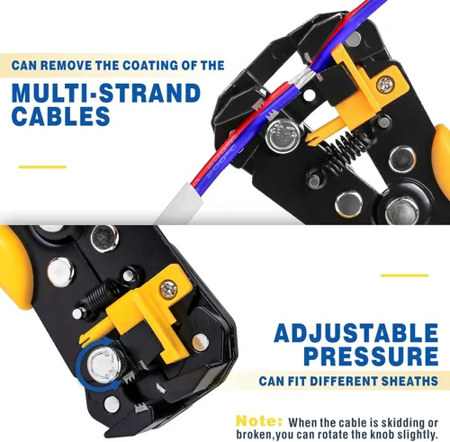 Miniatura 3 de 3 en 1 pelacables automático/cortador/crimpador, AWG10-24, alicates multi de 8 pulgadas para pelar cables eléctricos, corte de cables, prensado